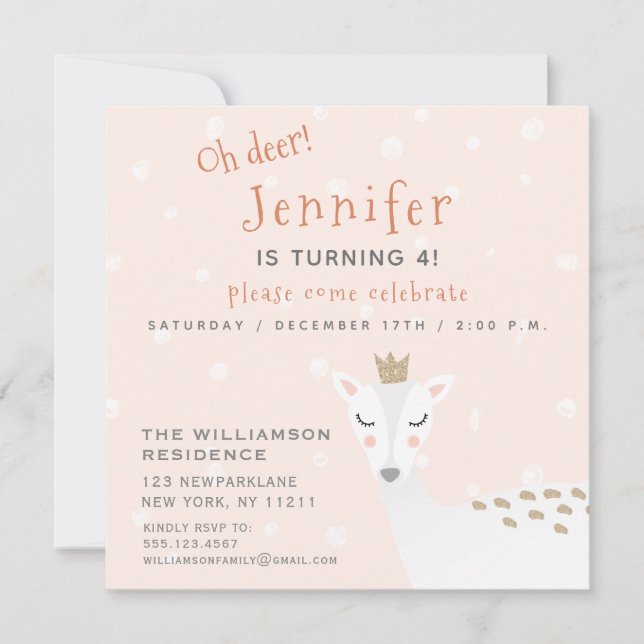 Cute Deer | Kids Winter Birthday Invitation (Front)