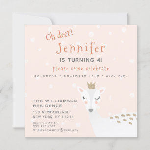 Cute Deer Kids Winter Birthday Invitation