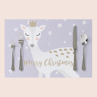 Cute Deer | Lilac | Christmas Paper Placemat