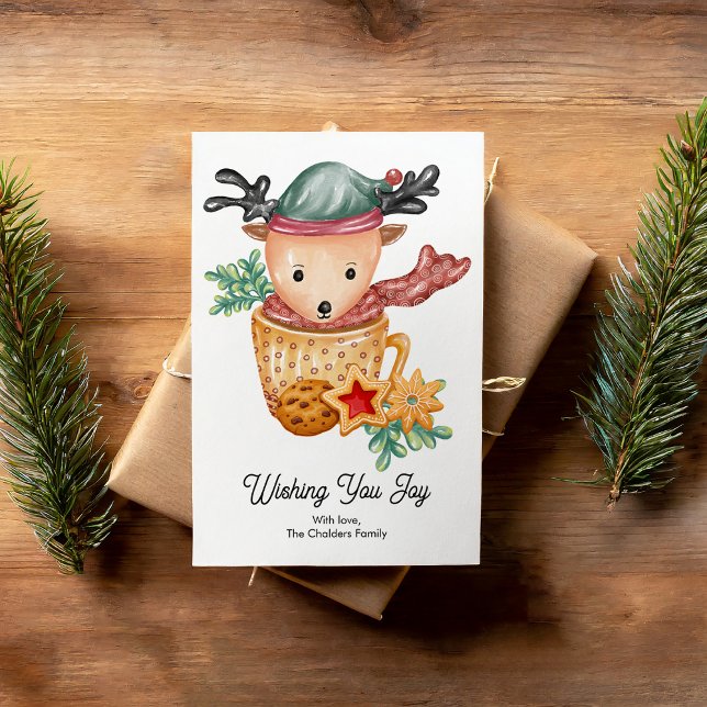 Cute Deer Mug Christmas  Holiday Card (Creator Uploaded)