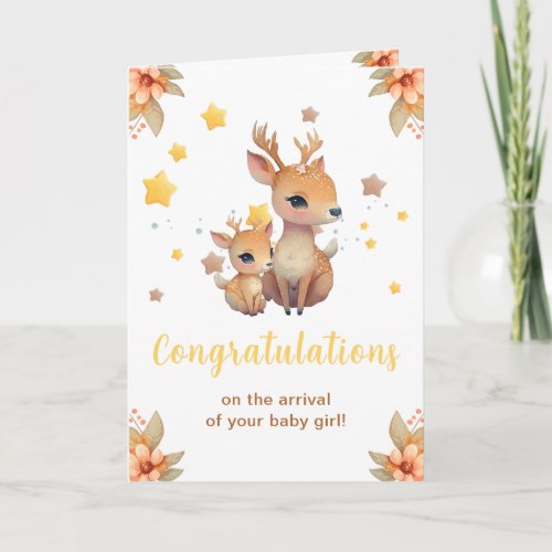 Cute Deer New Baby Arrival Card