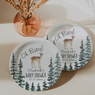 Cute Deer Oh Baby Baby Shower Paper Plates