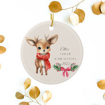 Cute Deer Personalized Kid`s First Christmas