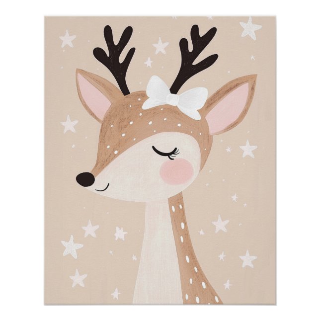 Cute Deer Print, Children's Nursery Poster (Front)
