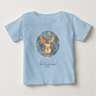 Cute Deer Reindeer Baby`s First Christmas Baby T-Shirt