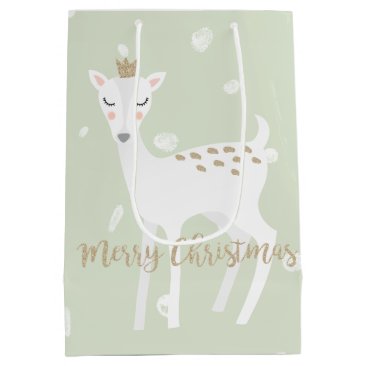 Cute Deer | Sage Green | Christmas Gift Bag