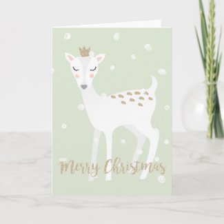 Cute Deer - Sage Green Christmas