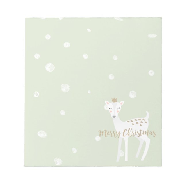 Cute Deer | Sage Green | Christmas Notepad (Front)