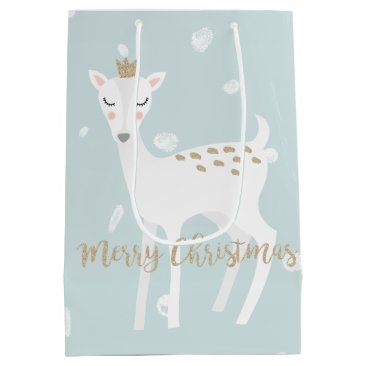 Cute Deer | Soft Blue | Christmas Gift Bag