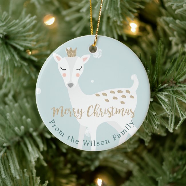 Cute Deer | Soft Blue | Personalized Christmas