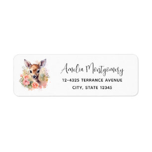Cute Deer Surrounded By Roses Address Label