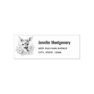 Cute Deer Surrounded By Roses Address Self-inking Stamp