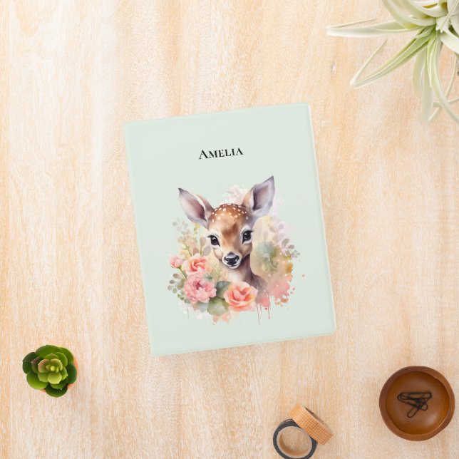 Cute Deer Surrounded By Roses Mini Binder (InSitu)