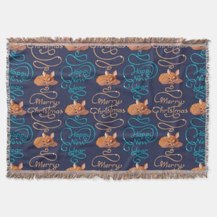 Cute Deer Typography New Year Merry Christmas
