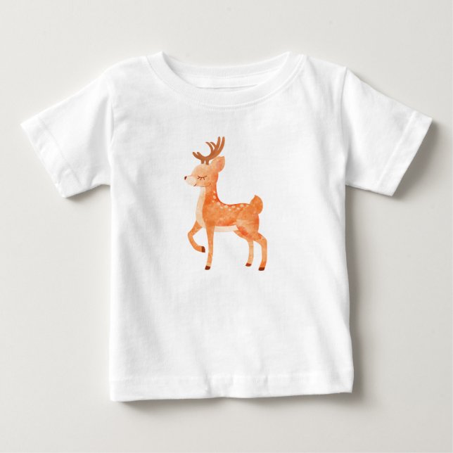 Cute deer watercolor baby T-Shirt (Front)