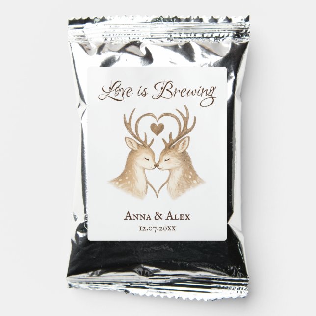 Cute Deer Wedding Coffee Drink Mix (Front)