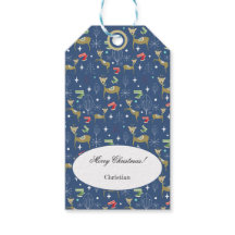 Cute deer with Christmas trees and snowflakes