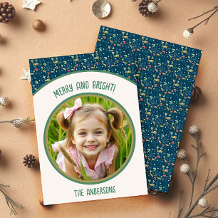 Cute deer with Christmas trees and snowflakes Holiday Card