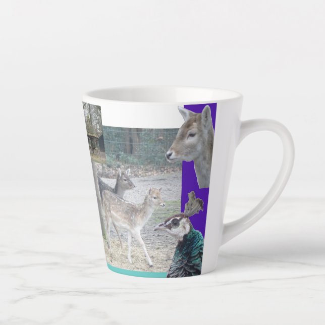 Cute Deer with Peacock Design Latte Mug (Right)
