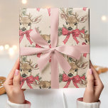 Cute Deer with Red Bow Neutral Christmas  Wrapping Paper<br><div class="desc">Add a touch of charm to your holiday gifts with this Cute Deer with Red Bow Neutral Christmas Wrapping Paper. Featuring an adorable pattern of deer in soft, neutral tones, each adorned with a festive red bow, this wrapping paper perfectly blends a cute and cozy Christmas theme. The neutral palette...</div>