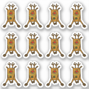 Cute Deer with Red Nose Kid Christmas Sticker