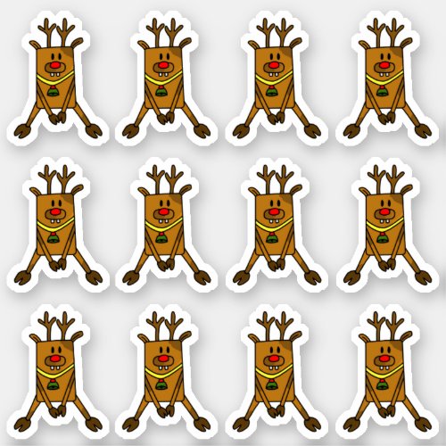 Cute Deer with Red Nose Kid Christmas  Sticker