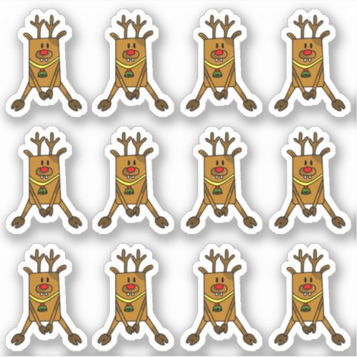 Cute Deer with Red Nose Kid Christmas  Sticker