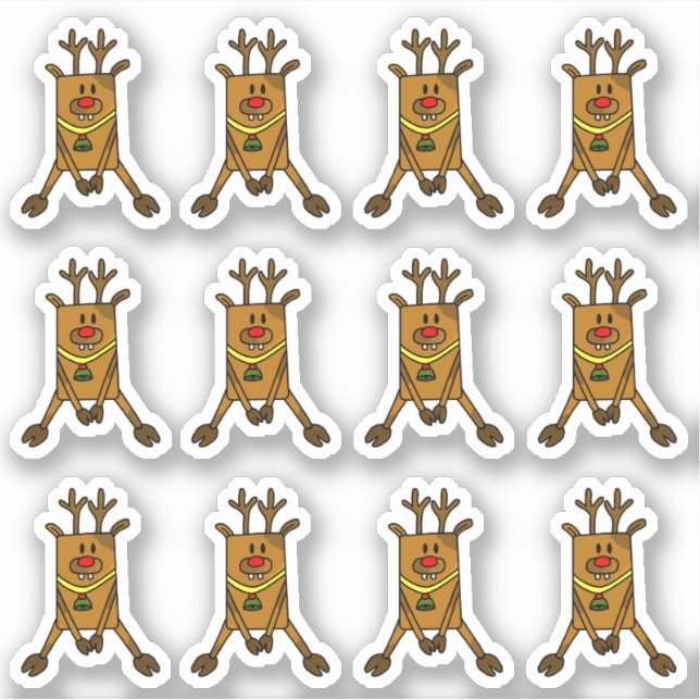 Cute Deer with Red Nose Kid Christmas  Sticker (Front)