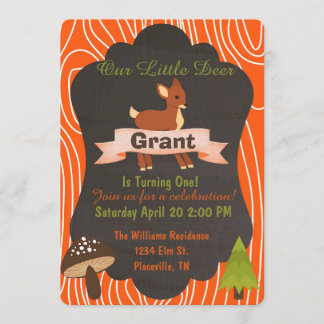 Cute deer Woodland birthday party invitation 2