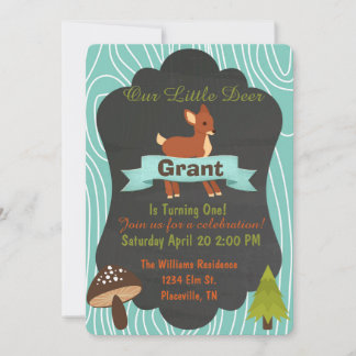 Cute deer Woodland birthday party invitation 4