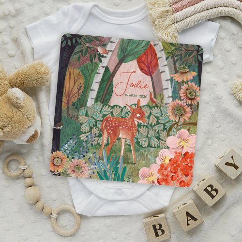 Cute Deer Woodland New Baby Birth Announcement
