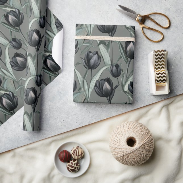 Cute Delicate Blooms Tulip Bouquet Wrapping Paper (Crafts)