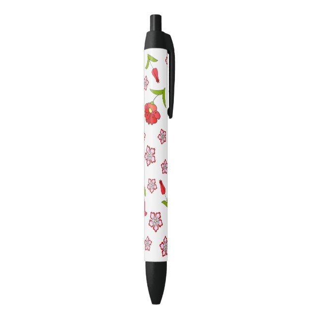 Cute Delicate red flowers pattern Pen (Bottom (Vertical))