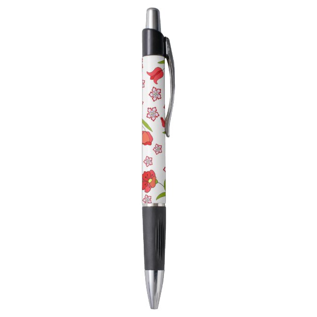 Cute Delicate red flowers pattern Pen (Bottom (Vertical))