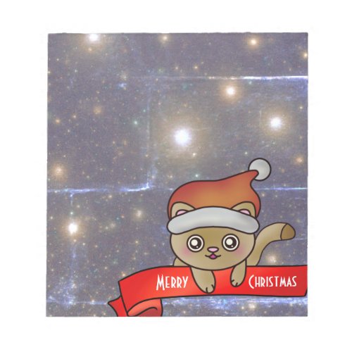 Cute Delightful Christmas Cat with Stars Notepad