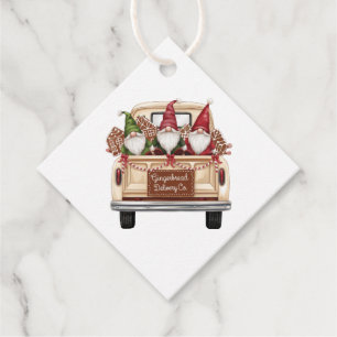 Cute Delivery Truck Gnomes Gingerbread Houses Gift Favor Tags