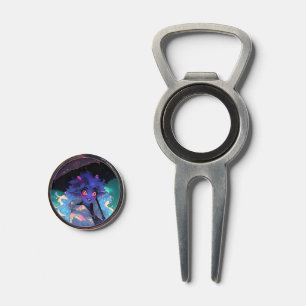 Cute Demon Anime Girl in the Rain Divot Tool
