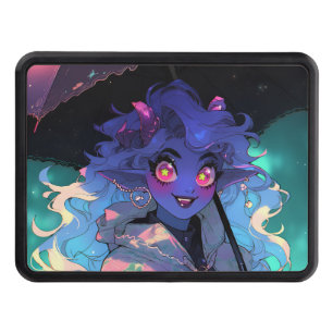 Cute Demon Anime Girl in the Rain Hitch Cover