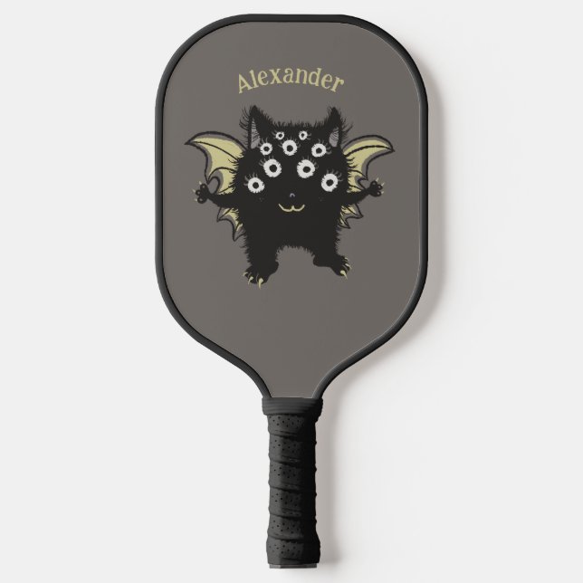 Cute Demon Character - Kawaii Creature Kids Name Pickleball Paddle (Front)