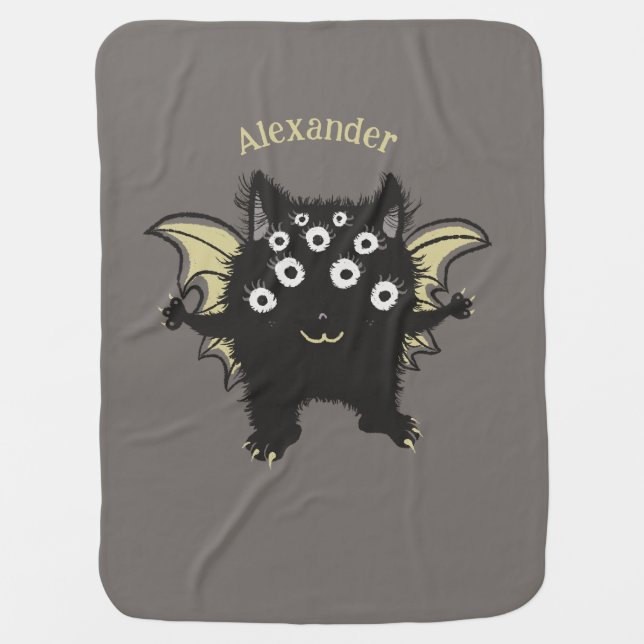 Cute Demon Character - Kawaii Monster Kids Name Baby Blanket (Front)
