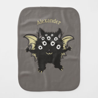 Cute Demon Character - Kawaii Monster Kids Name Baby Burp Cloth