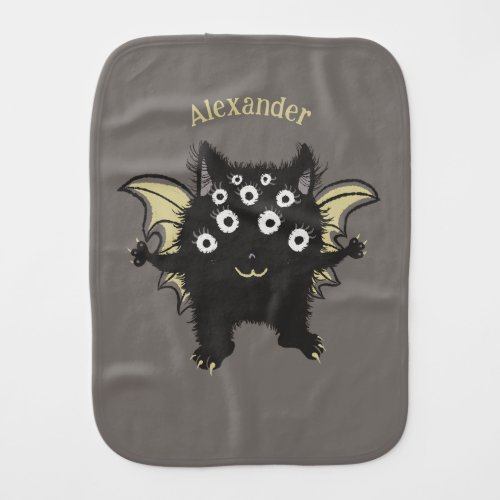 Cute Demon Character - Kawaii Monster Kids Name Baby Burp Cloth