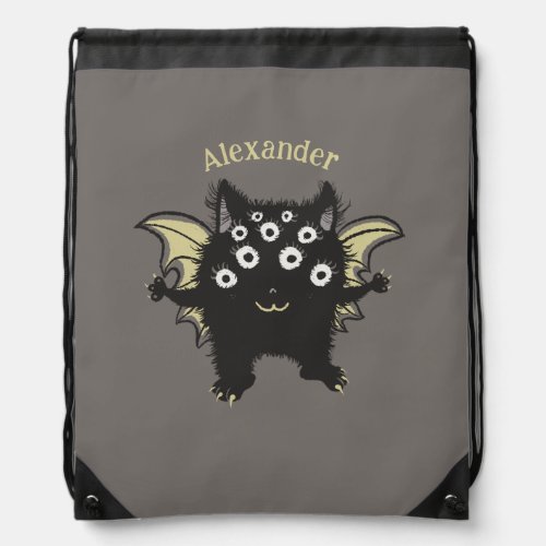 Cute Demon Character - Kawaii Monster Kids Name Drawstring Bag