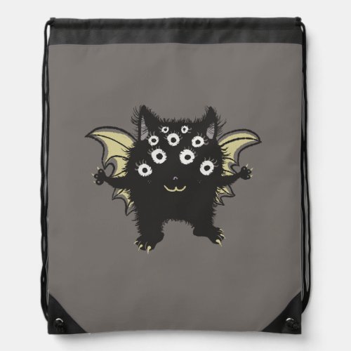 Cute Demon Character - Many Eyes Kawaii Monster Drawstring Bag