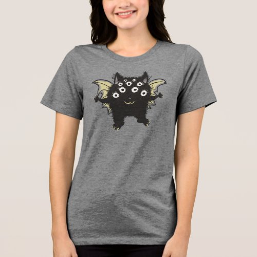 Cute Demon Character - Many Eyes Kawaii Monster Tri-Blend Shirt