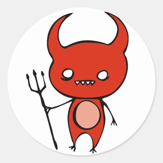 Cute Demon Classic Round Sticker | Zazzle.com