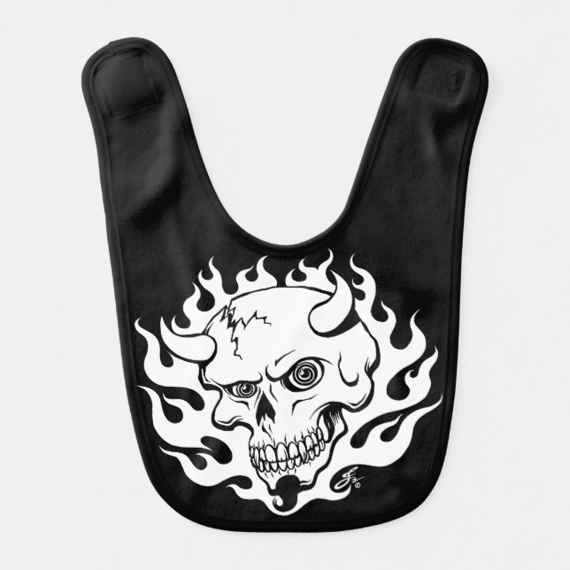 Cute Demon Skull for Little Devil Baby Bib (Front)