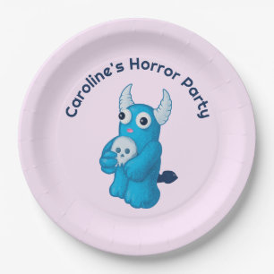 Cute Demon Skull - Quirky Horror Halloween Party Paper Plates