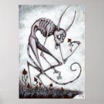 Cute Demon With Flower Acrylic Painting Poster at Zazzle