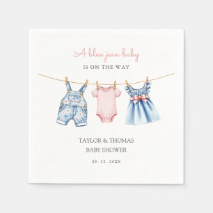 Cute Denim Blue Jean Girl Baby Shower Napkins
